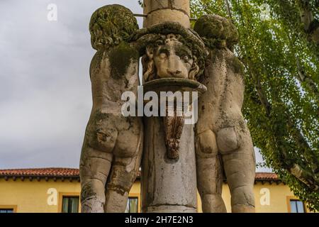 Fountain detail in Plaza del Grano in the city of Leon in Spain  Stock Photo