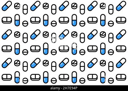 Pills and vitamins seamless pattern on white Stock Vector
