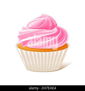 Cupcake icon. Pink muffin cup cake dessert Stock Vector