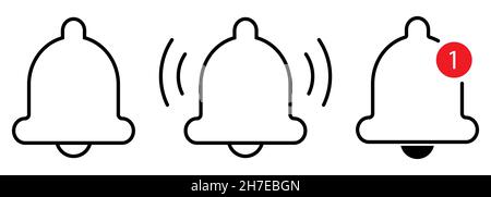 Notification message bell vector line icons. Vector signs isolated on white background Stock Vector