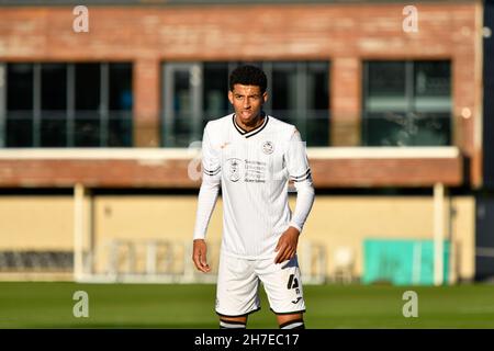 Swansea, Wales. 22 November, 2021. Azeem Abdulai of Swansea City Under 23s during the Professional Development League game between Swansea City Under 23s and Charlton Athletic Under 23s at the Swansea City Academy in Swansea, Wales, UK on 22, November 2021. Credit: Duncan Thomas/Majestic Media. Credit: Majestic Media Ltd/Alamy Live News Stock Photo