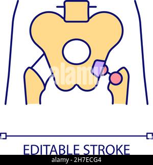 Hip replacement RGB color icon Stock Vector