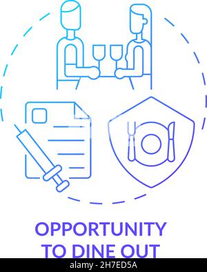Opportunity to dine out blue gradient concept icon Stock Vector