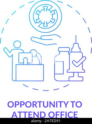 Opportunity to attend office blue gradient concept icon Stock Vector