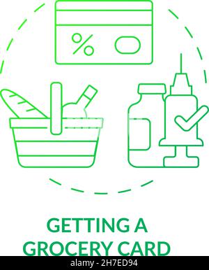 Getting grocery card green gradient concept icon Stock Vector