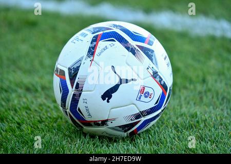 Swansea, Wales. 22 November, 2021. A PUMA Official match ball before the Professional Development League game between Swansea City Under 23s and Charlton Athletic Under 23s at the Swansea City Academy in Swansea, Wales, UK on 22, November 2021. Credit: Duncan Thomas/Majestic Media. Credit: Majestic Media Ltd/Alamy Live News Stock Photo