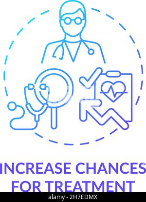 Increase chances of treatment blue gradient concept icon Stock Vector