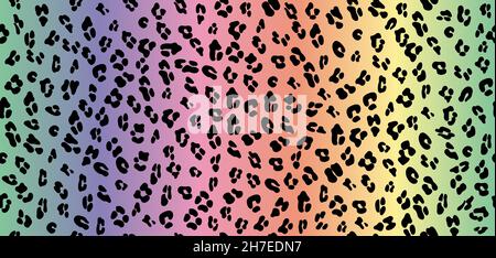 Leopard seamless rainbow pattern. Leopard pattern design in rainbow colors. Seamless ocelot pattern for wallpaper, wrapping pape, textile. Stock Vector