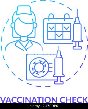 Vaccination check blue gradient concept icon Stock Vector