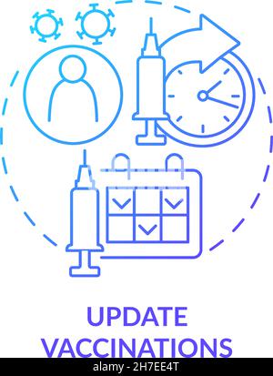Update vaccinations blue gradient concept icon Stock Vector