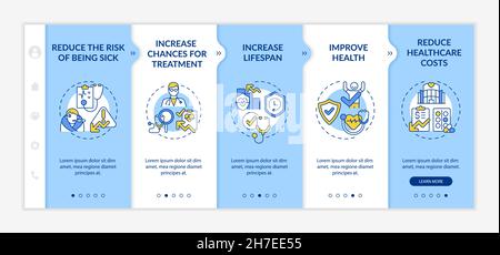 Check up benefits onboarding vector template Stock Vector