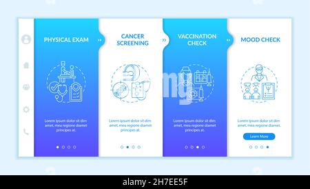 Physical examination components onboarding vector template Stock Vector