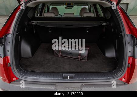 MOSCOW, RUSSIA - SEPTEMBER 9, 2021 New Hyundai Tucson Fourth generation (NX4),  a compact crossover SUV car model year 2021. Interior close up view. In  Stock Photo - Alamy