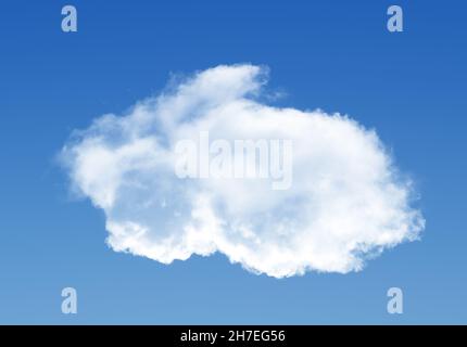 Rabbit shaped cloud isolated over blue sky background, realistic cloud 3D illustration. Cloud shape rendering Stock Photo
