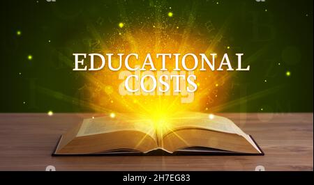 Educational inscription coming out from an open book Stock Photo