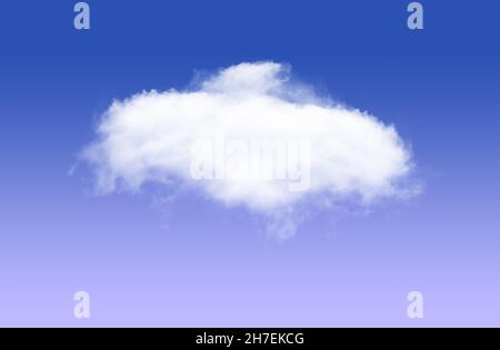 Single white cloud isolated over blue sky background Stock Photo