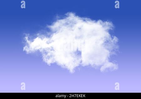 Single white cloud isolated over blue sky background Stock Photo