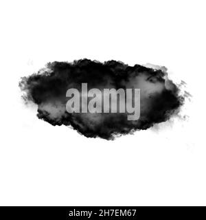 Black cloud of smoke isolated over white background, 3D realistic illustration, single cloud 3D rendering Stock Photo