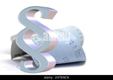 Receipt and paragraph against a white background, 3d-illustration Stock Photo