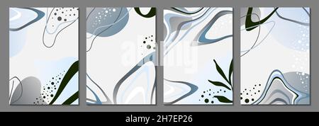 A set of abstract universal background templates. Vector illustration. Doodle style. It is well suited for a cover, invitation, brochure, poster, post Stock Vector