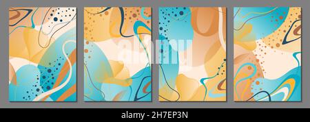 A set of abstract universal background templates. Vector illustration. Doodle style. It is well suited for a cover, invitation, brochure, poster, post Stock Vector