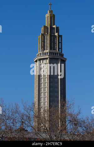 St Josephs church .  The iconic church built from concrete and displaying a fantastic light show when the sun shines through the coloured windows Stock Photo