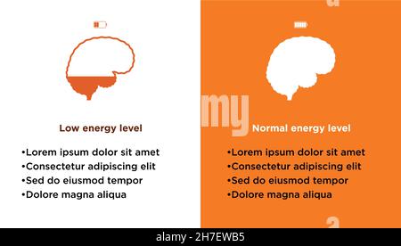 Charging human brain. Two-tone poster with copy space. Stock Vector