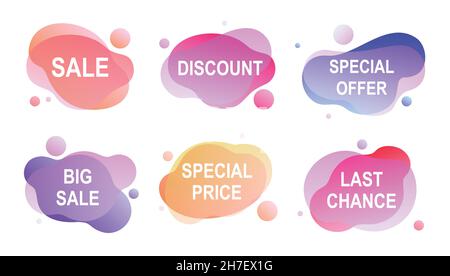 Set of colorful liquid icons isolated on white backdrop Stock Vector