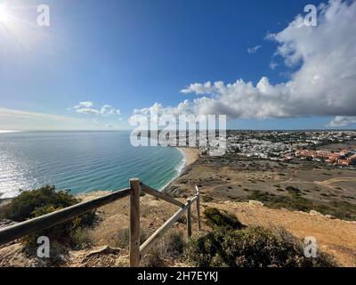 Aerial view fishermen's trail algarve portugal lagos Porto Mós Praia da Luz beach Rocha Negra. Stock Photo