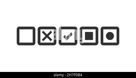 Checkbox set with blank and checked checkboxes vector icons for apps and websites. Stock vector illustration Stock Vector