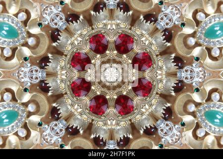 Abstract Golden Forms Pattern, coming from a fractal design. Esoteric magic luxury concept Stock Photo