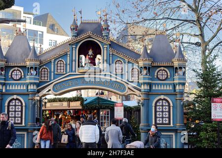 Cologne, Germany - November 22, 2021: christmas market in pandemic times in cologne Stock Photo