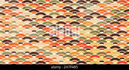 Japanese pattern colorful background with circle overlapping and marble texture retro style Stock Vector