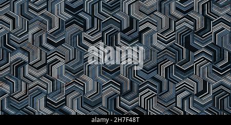Geometric pattern grunge background with stripes wavy lines polygonal shape and marble texture Stock Vector