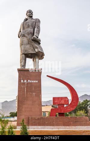 Khujand, Sughd Province, Tajikistan. August 20, 2021. Lenin statue in the City Park in Khujand. Stock Photo