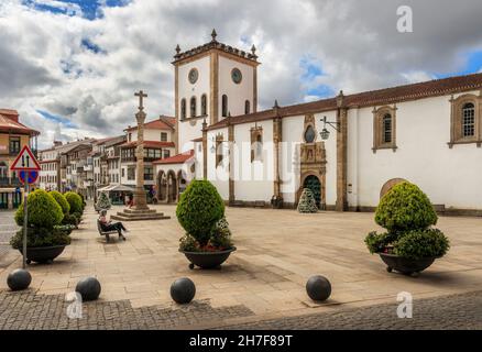 View of Sé square in Bragança, Portugal, with the Sé church in the background. Stock Photo