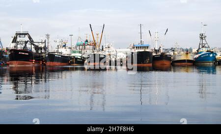 Seattle - November 21, 2021; Commercial fishing boats tied up in Seattle. Stock Photo