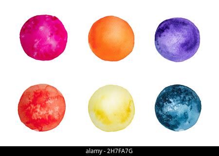 Collection of multicolored watercolor stains. Color palette illustration Stock Photo