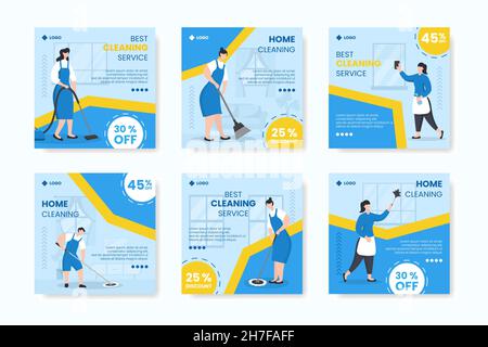 Home Cleaning Service Post Editable of Square Background Suitable for Social media, Feed, Card, Greetings, Print and Web Internet Ads Stock Vector