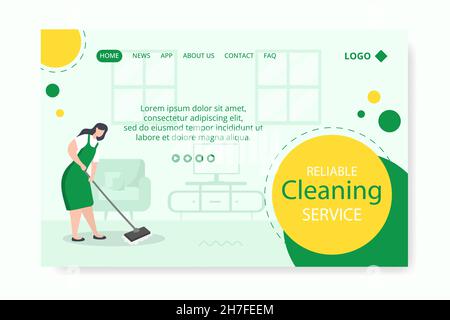 Home Cleaning Service Landing Page Editable of Square Background Suitable for Social media, Feed, Card, Greetings, Print and Web Internet Ads Stock Vector