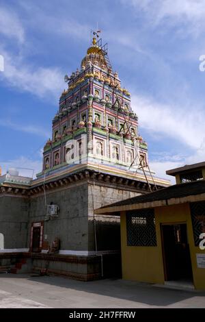 Pune, India - November 19 2021, Colorful Temple at Wadebolai, Traditional religious hindu Temple. Stock Photo