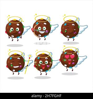 Chocolate candy cartoon designs as a cute angel character. Vector illustration Stock Vector