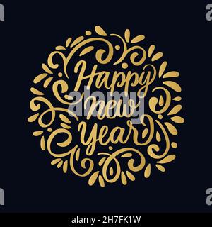 creative hand lettering happy new year. lettering new year isolated design Stock Vector
