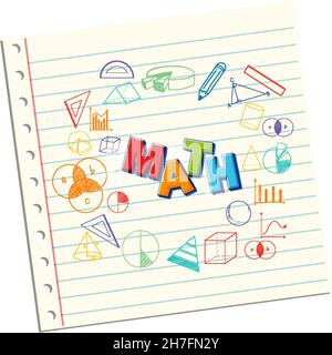 Doodle math formula with Mathematics font illustration Stock Vector
