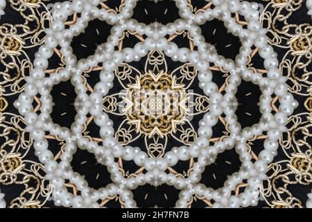 Abstract Golden Forms mandala design. Esoteric seamless background. Stock Photo
