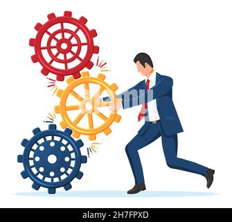 Cogwheel vector illustration. Three cog wheel gears - mechanical ...