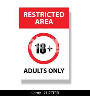 Restricted area 18 plus only symbol No access, no entry, prohibition sign with man vector icon for graphic design, logo, web site, social media, mobil Stock Vector