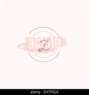 Initial letter alphabet Z watercolor logo icon, Feminine signature luxury logo design template Vector Stock Vector