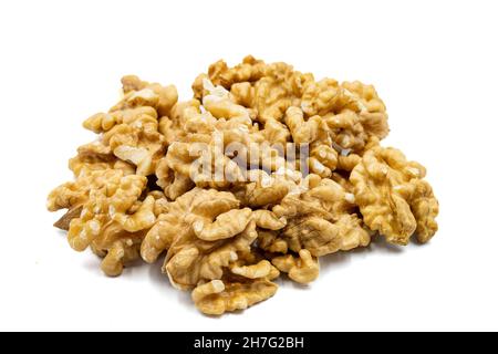 Walnut kernel isolated on white background. Snack fresh nuts. close up Stock Photo