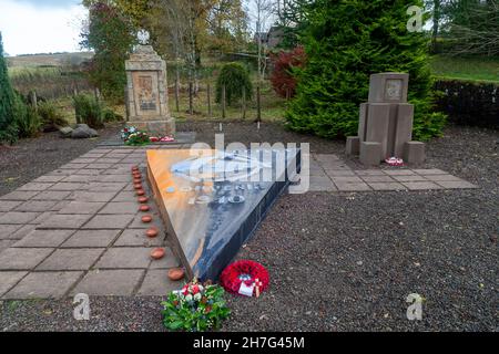 Polish war memorial in the village of Douglas, south Lanarkshire, Scotland Stock Photo